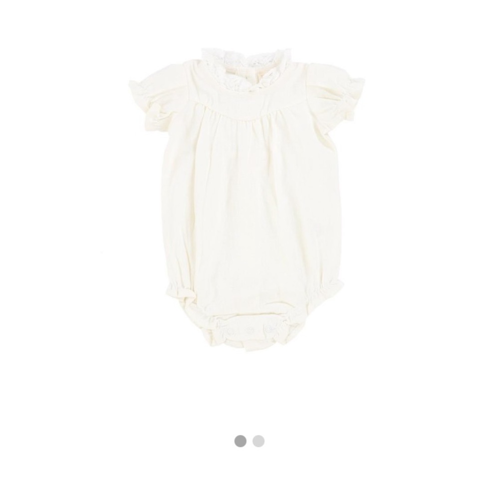 White Linen Collar Girls Romper